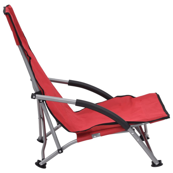 vidaXL Foldable Beach Chairs 2 pcs Red Fabric
