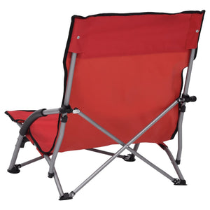 vidaXL Foldable Beach Chairs 2 pcs Red Fabric