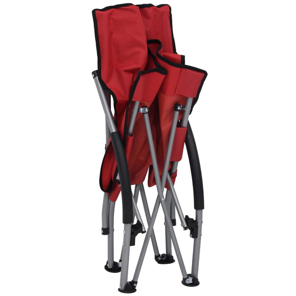 vidaXL Foldable Beach Chairs 2 pcs Red Fabric