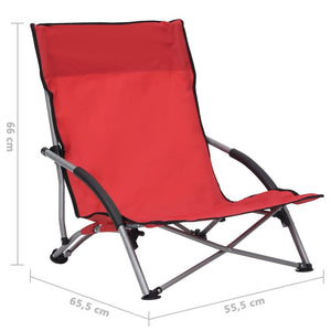 vidaXL Foldable Beach Chairs 2 pcs Red Fabric