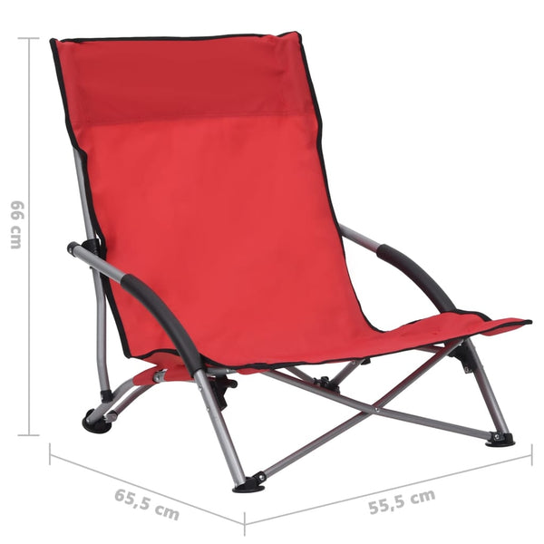 vidaXL Foldable Beach Chairs 2 pcs Red Fabric