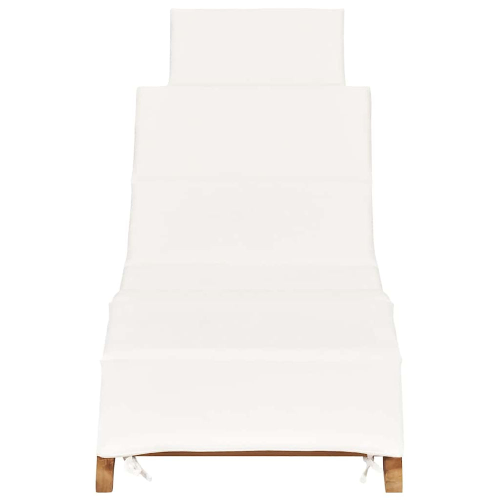 vidaXL Folding Sun Lounger with Cream Cushion Solid Teak Wood