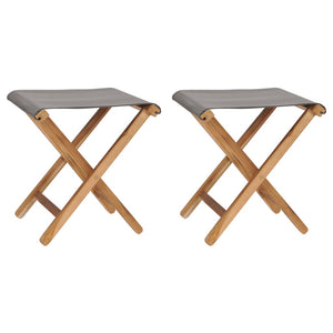 vidaXL Folding Chairs 2 pcs. Solid Teak Wood and Fabric Dark Grey