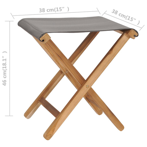 vidaXL Folding Chairs 2 pcs. Solid Teak Wood and Fabric Dark Grey