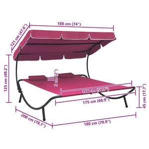 vidaXL Sun Lounger with Canopy and Cushion Pink