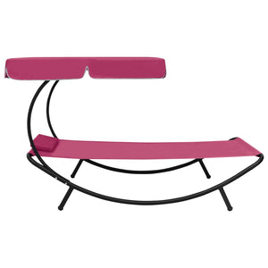 vidaXL Sun Lounger with Canopy & Cushion Pink