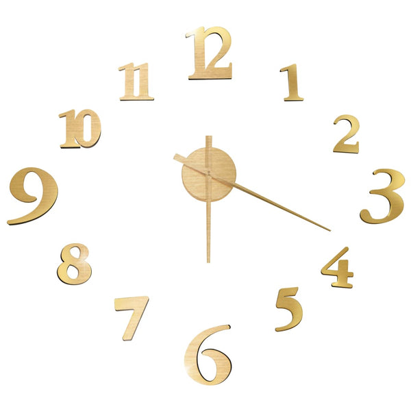 vidaXL 3D Wall Clock Modern Design Golden 100 cm XXL
