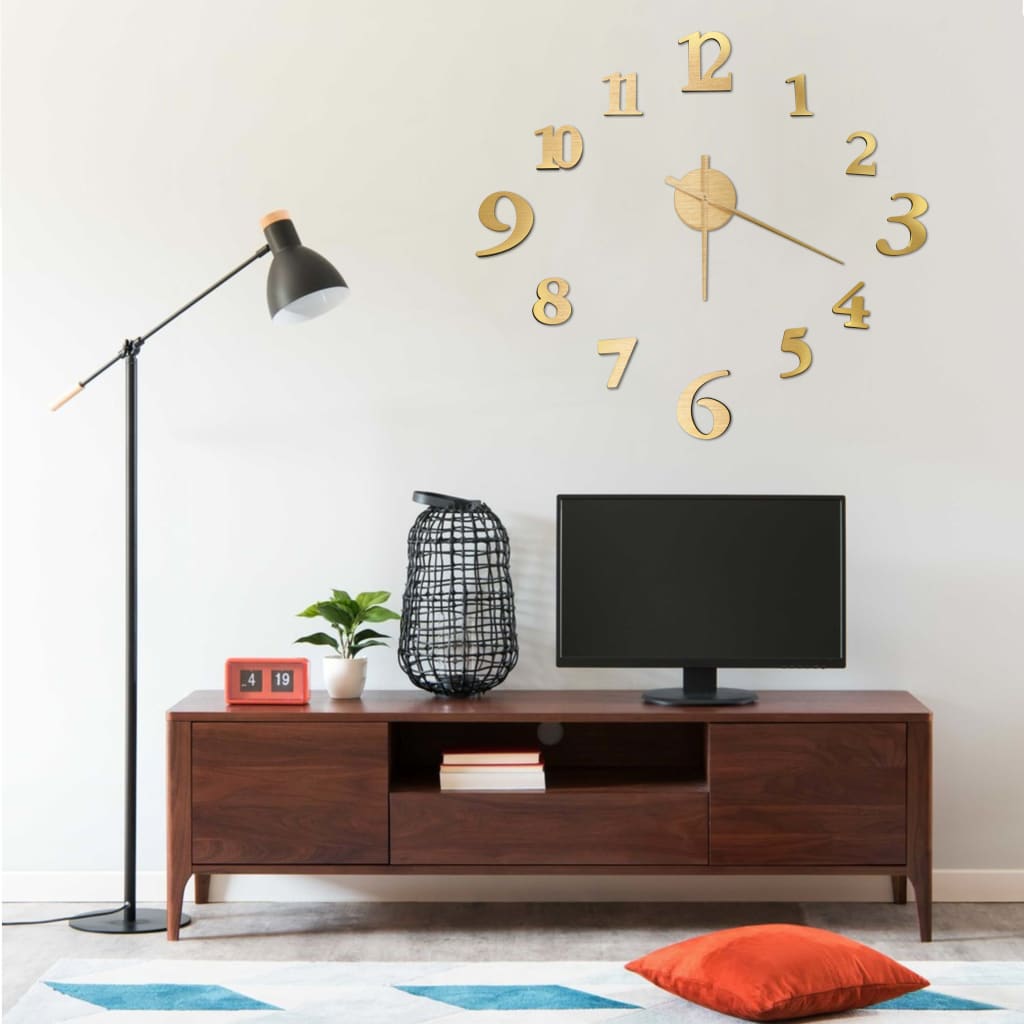 vidaXL 3D Wall Clock Modern Design Golden 100 cm XXL