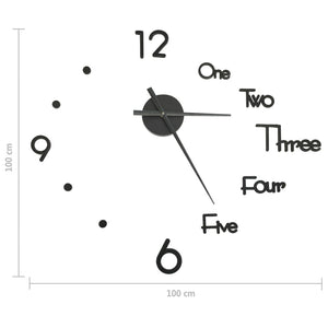 vidaXL 3D Wall Clock Modern Design Black 100 cm XXL