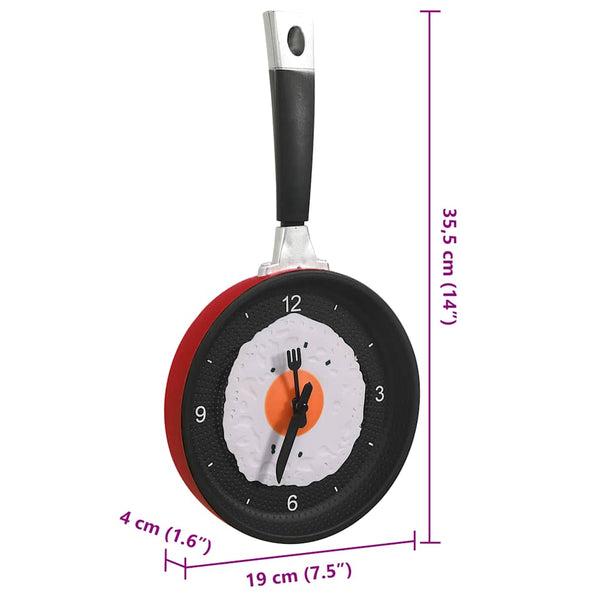 vidaXL Wall Clock with Frying Pan and Fried Egg Design 18.8 cm