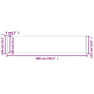 vidaXL Retractable Side Awning 140x600 cm Cream