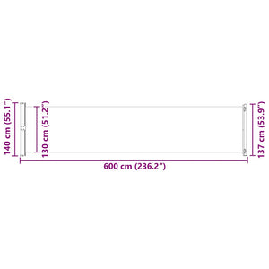 vidaXL Retractable Side Awning 140x600 cm Grey