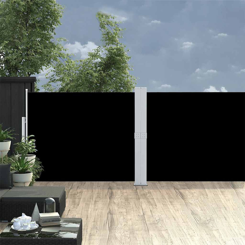 vidaXL Retractable Side Awning 140x1200 cm Black