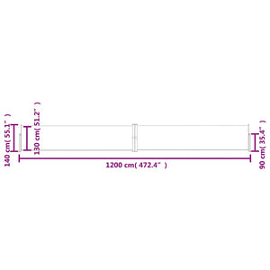 vidaXL Retractable Side Awning 140x1200 cm Cream