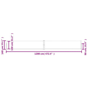 vidaXL Retractable Side Awning 140x1200 cm Blue