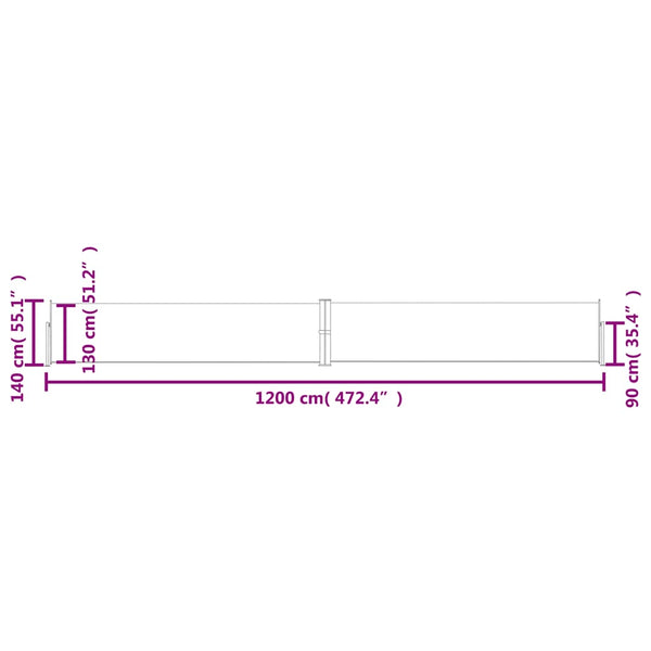 vidaXL Retractable Side Awning 140x1200 cm Blue