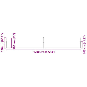 vidaXL Retractable Side Awning 170x1200 cm Red