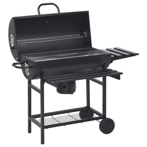 vidaXL Grill Cart with Wheels and Shelves Black Steel 115x85x95 cm