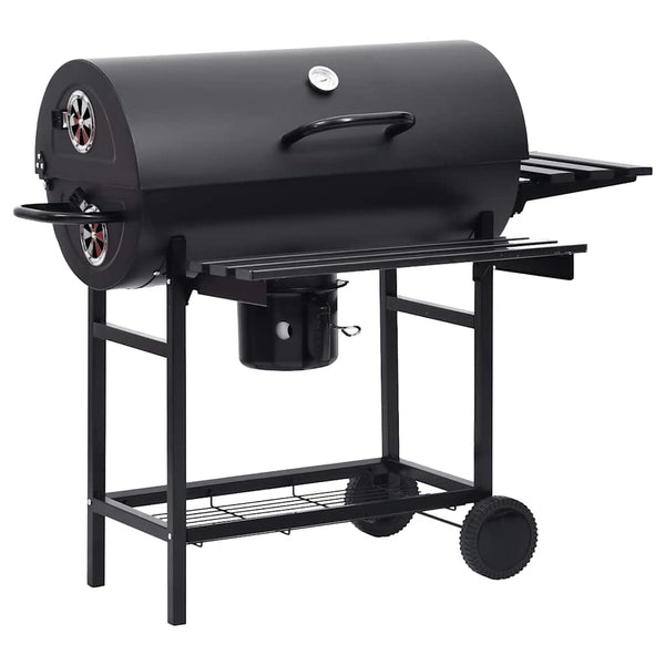 vidaXL Grill Cart with Wheels and Shelves Black Steel 115x85x95 cm