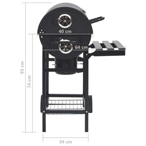 vidaXL Grill Cart with Wheels and Shelves Black Steel 115x85x95 cm