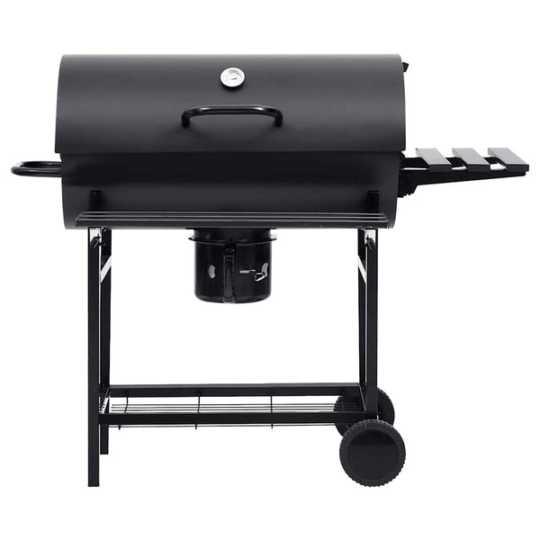 vidaXL Grill Cart with Wheels and Shelves Black Steel 115x85x95 cm