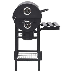 vidaXL Grill Cart with Wheels and Shelves Black Steel 115x85x95 cm