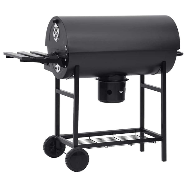 vidaXL Grill Cart with Wheels and Shelves Black Steel 115x85x95 cm