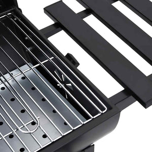 vidaXL Grill Cart with Wheels and Shelves Black Steel 115x85x95 cm