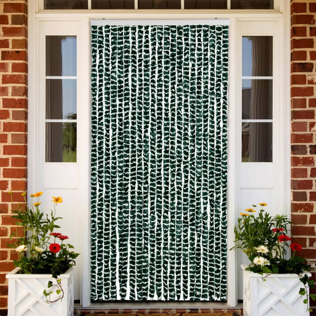 vidaXL Insect Screen Curtain Green and White 90x220 cm Chenille