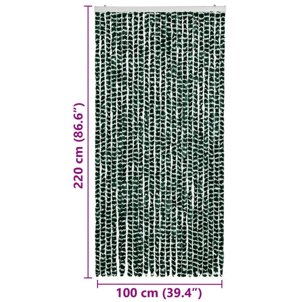 vidaXL Insect Screen Curtain Green and White 100x220 cm Chenille