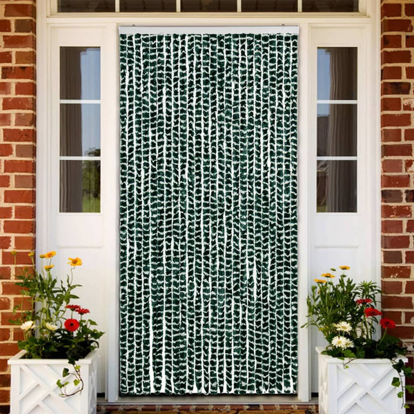 vidaXL Insect Screen Curtain Green and White 100x220 cm Chenille