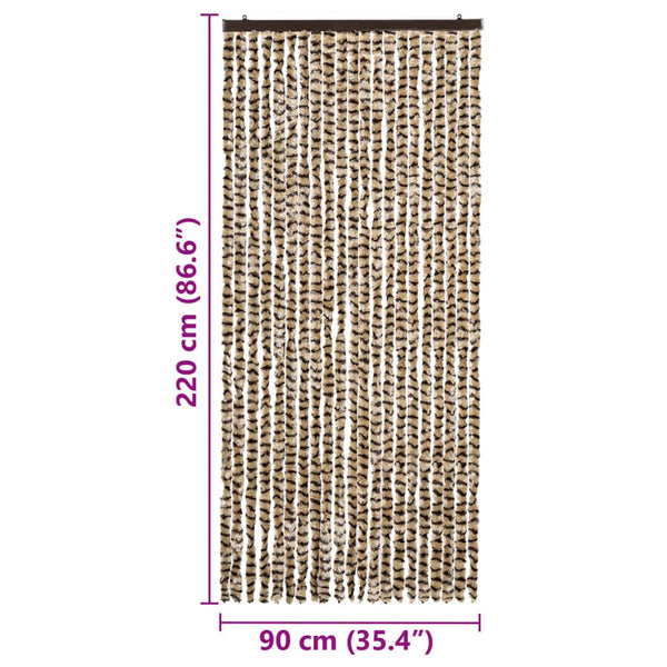 vidaXL Insect Screen Curtain Beige and Brown 90x220 cm Chenille