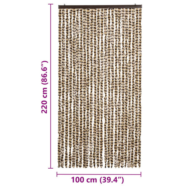 vidaXL Insect Screen Curtain Beige and Brown 100x220 cm Chenille