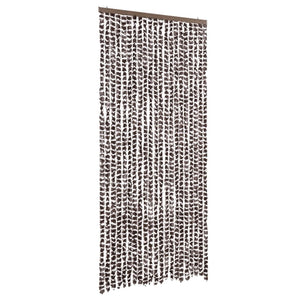 Chenille Insektenschutzvorhang Braun/Weiß 90x220 cm