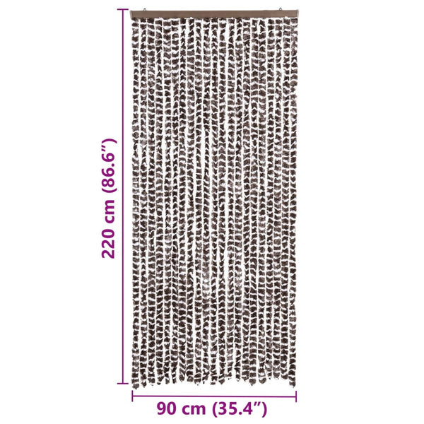 Chenille Insektenschutzvorhang Braun/Weiß 90x220 cm
