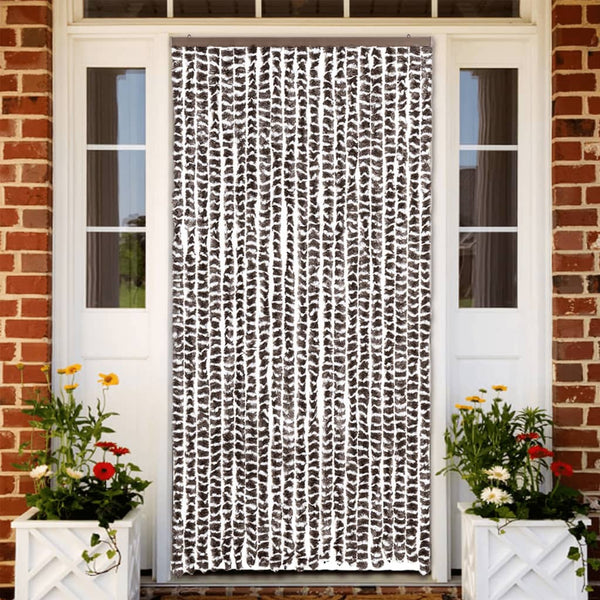 Chenille Insektenschutzvorhang Braun/Weiß 90x220 cm