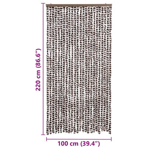 Chenille Insektenschutzvorhang Braun/Weiß 100x220cm