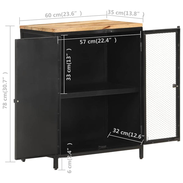 vidaXL Sideboard 60x35x78 cm Rough Solid Mango Wood
