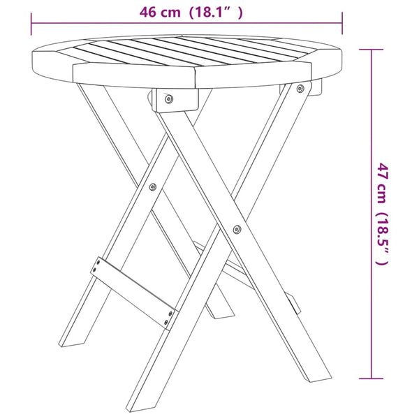 vidaXL Bistro Table Ø46x47 cm Solid Acacia Wood