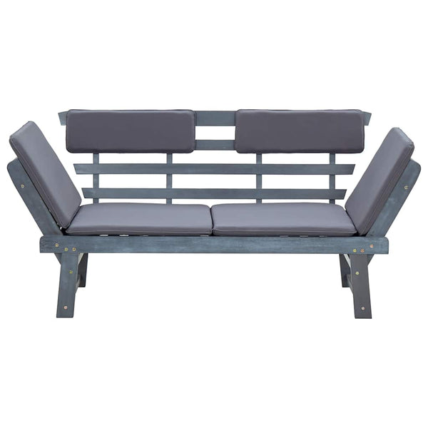 vidaXL Garden Bench with Cushions 2-in-1 190 cm Grey Solid Acacia Wood