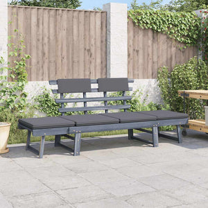 vidaXL Garden Bench with Cushions 2-in-1 190 cm Grey Solid Acacia Wood