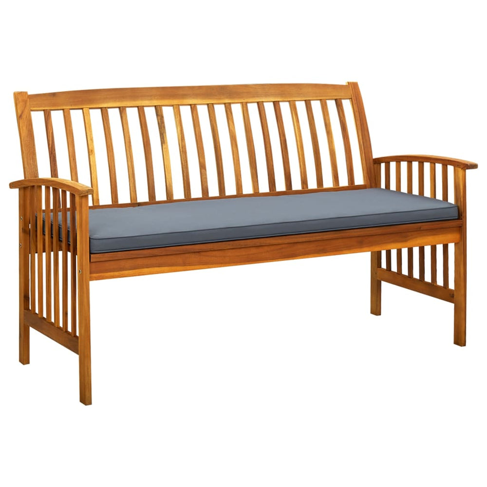 vidaXL Garden Bench with Cushions 147 cm Solid Acacia Wood
