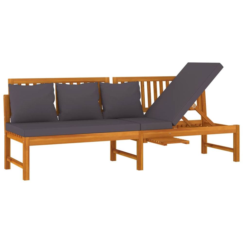 vidaxL Day Bed with Grey Cushions 200x60x75 cm Solid Acacia Wood