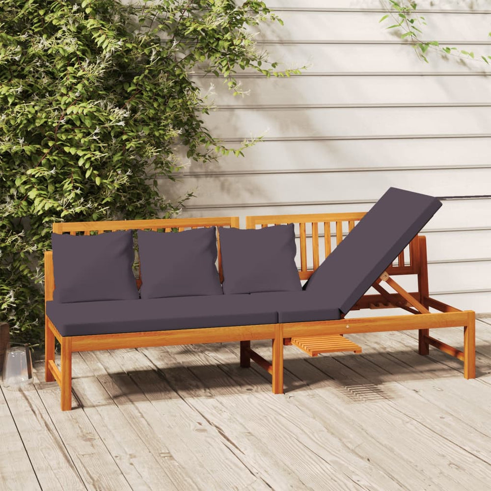 vidaxL Day Bed with Grey Cushions 200x60x75 cm Solid Acacia Wood