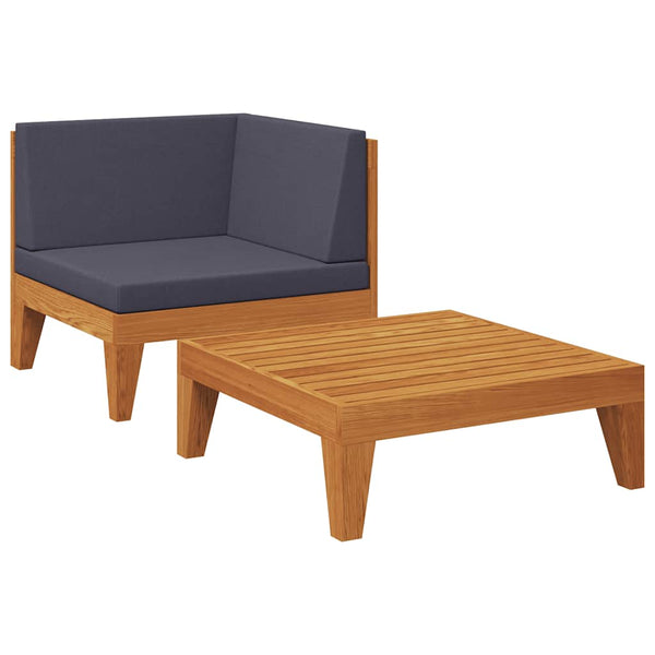 vidaXL 2-piece Garden Lounge Set with Cushions Solid Acacia Wood
