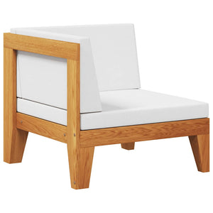 vidaXL Modular Corner Sofa with Cream White Cushions Solid Acacia Wood