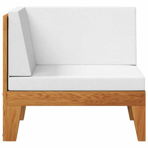 vidaXL Modular Corner Sofa with Cream White Cushions Solid Acacia Wood