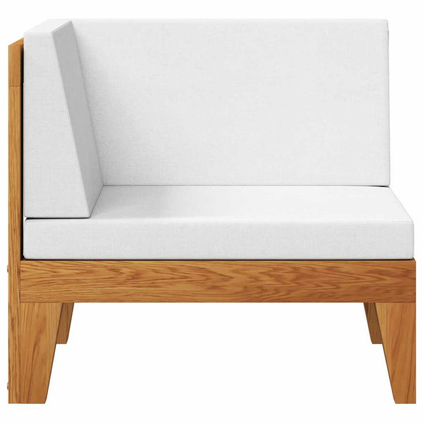 vidaXL Modular Corner Sofa with Cream White Cushions Solid Acacia Wood