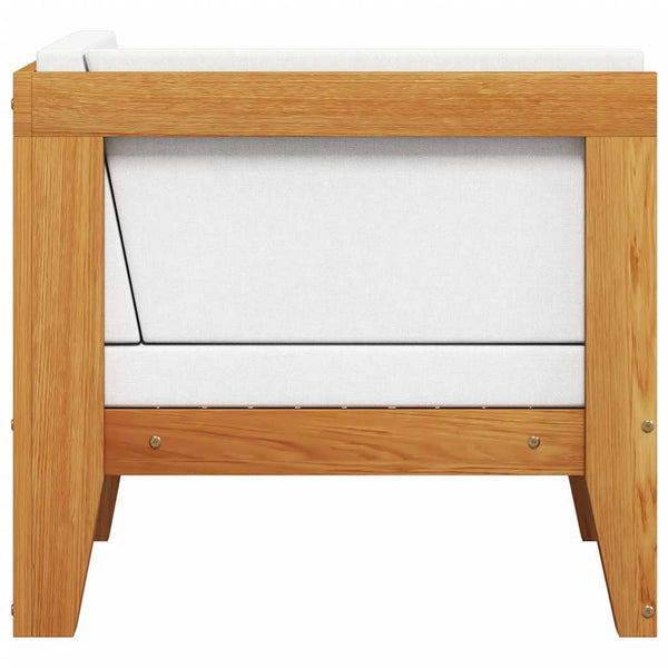 vidaXL Modular Corner Sofa with Cream White Cushions Solid Acacia Wood
