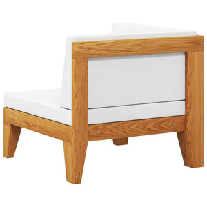 vidaXL Modular Corner Sofa with Cream White Cushions Solid Acacia Wood